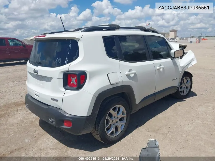 2018 Jeep Renegade Latitude Fwd VIN: ZACCJABB3JPJ36551 Lot: 40221513