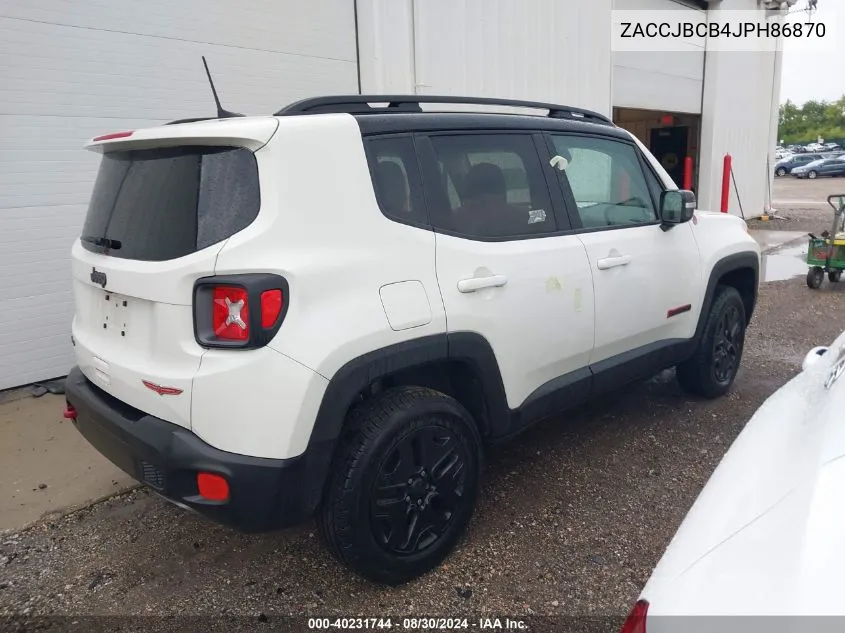 2018 Jeep Renegade Trailhawk 4X4 VIN: ZACCJBCB4JPH86870 Lot: 40231744