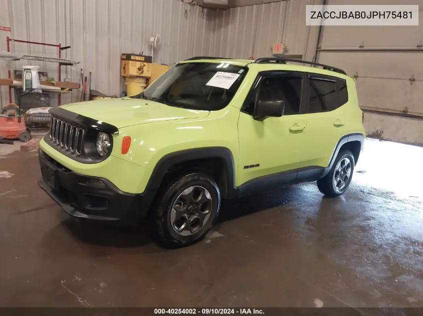 2018 Jeep Renegade Sport 4X4 VIN: ZACCJBAB0JPH75481 Lot: 40254002