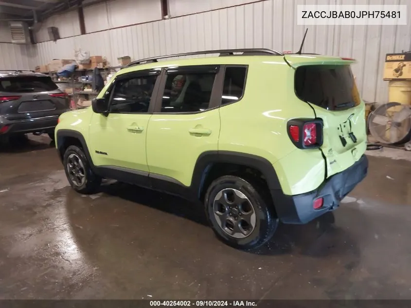 2018 Jeep Renegade Sport 4X4 VIN: ZACCJBAB0JPH75481 Lot: 40254002