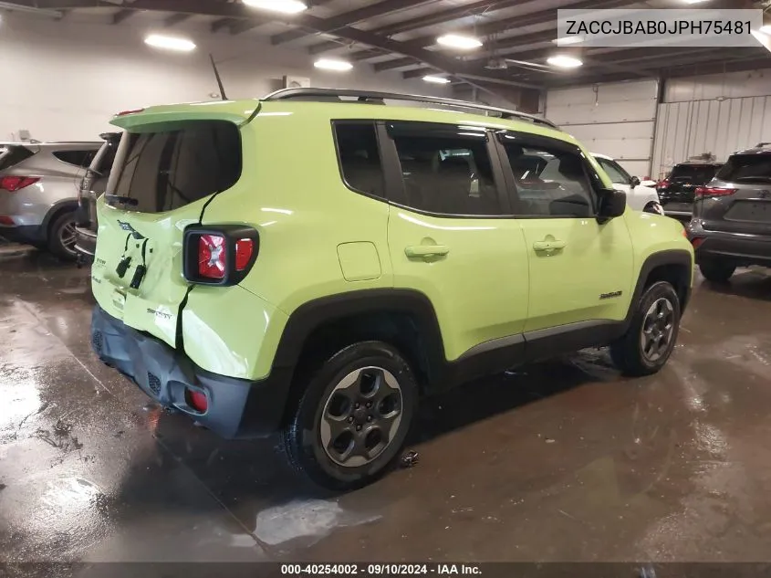 2018 Jeep Renegade Sport 4X4 VIN: ZACCJBAB0JPH75481 Lot: 40254002