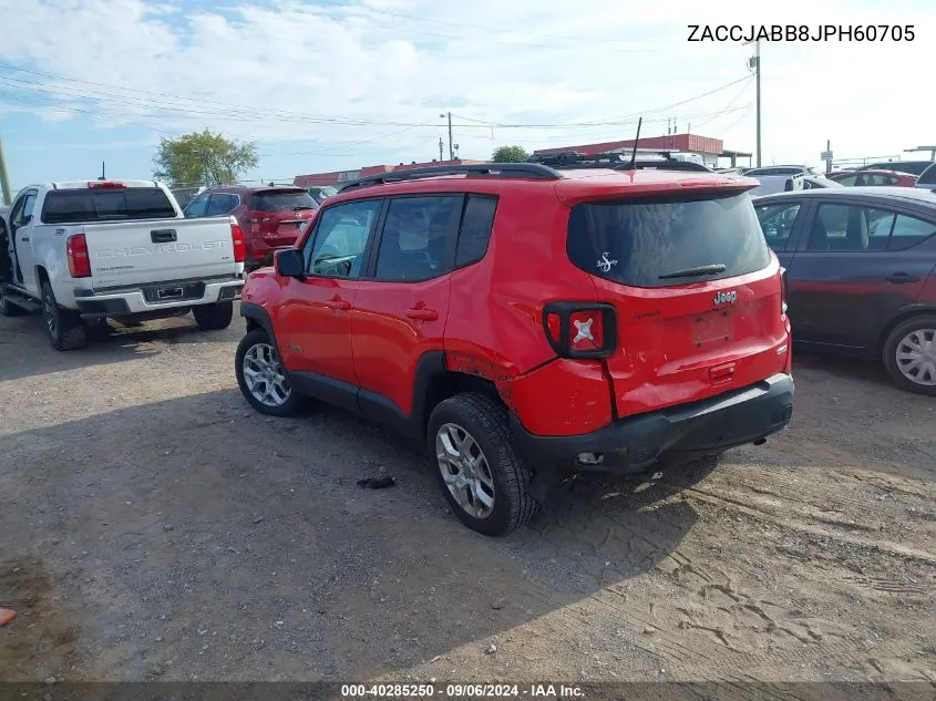 2018 Jeep Renegade Latitude Fwd VIN: ZACCJABB8JPH60705 Lot: 40285250