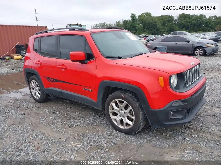 2018 Jeep Renegade Latitude Fwd VIN: ZACCJABB8JPJ61574 Lot: 40289520