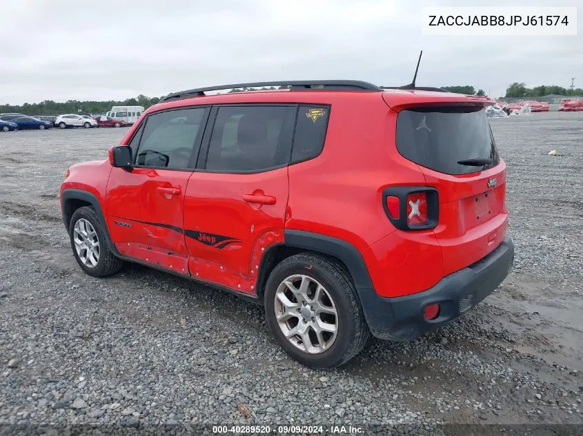 2018 Jeep Renegade Latitude Fwd VIN: ZACCJABB8JPJ61574 Lot: 40289520