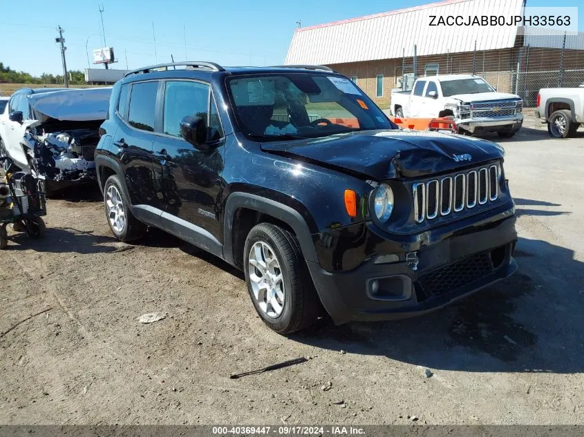 2018 Jeep Renegade Latitude Fwd VIN: ZACCJABB0JPH33563 Lot: 40369447