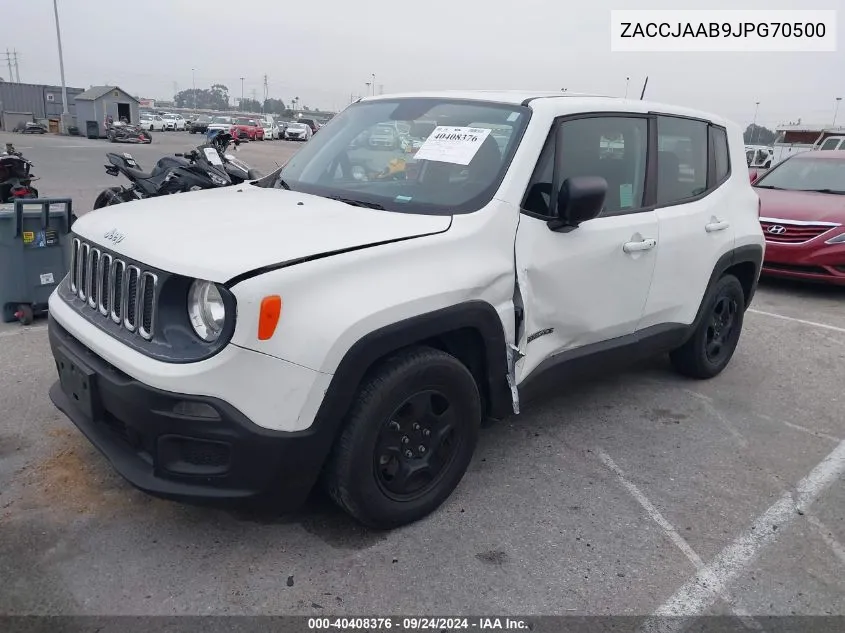 2018 Jeep Renegade Sport Fwd VIN: ZACCJAAB9JPG70500 Lot: 40408376