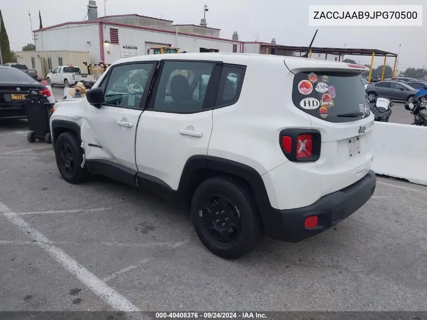 2018 Jeep Renegade Sport Fwd VIN: ZACCJAAB9JPG70500 Lot: 40408376