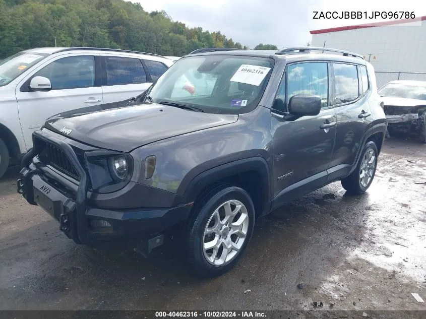 2018 Jeep Renegade Latitude 4X4 VIN: ZACCJBBB1JPG96786 Lot: 40462316