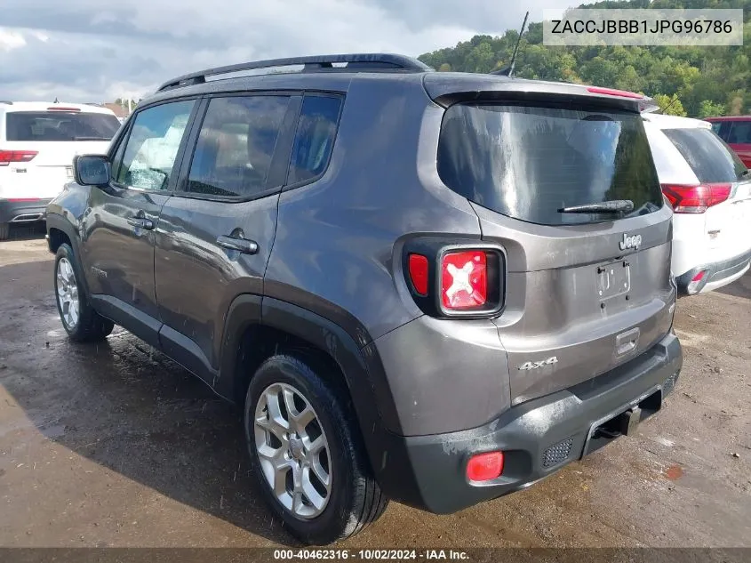 2018 Jeep Renegade Latitude 4X4 VIN: ZACCJBBB1JPG96786 Lot: 40462316