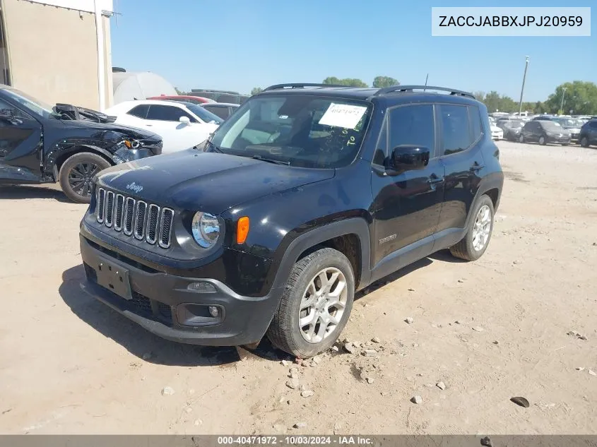 2018 Jeep Renegade Latitude Fwd VIN: ZACCJABBXJPJ20959 Lot: 40471972