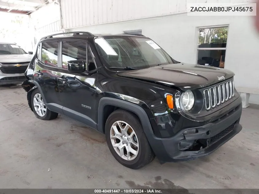 2018 Jeep Renegade Latitude Fwd VIN: ZACCJABB0JPJ45675 Lot: 40491447