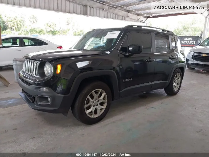 2018 Jeep Renegade Latitude Fwd VIN: ZACCJABB0JPJ45675 Lot: 40491447