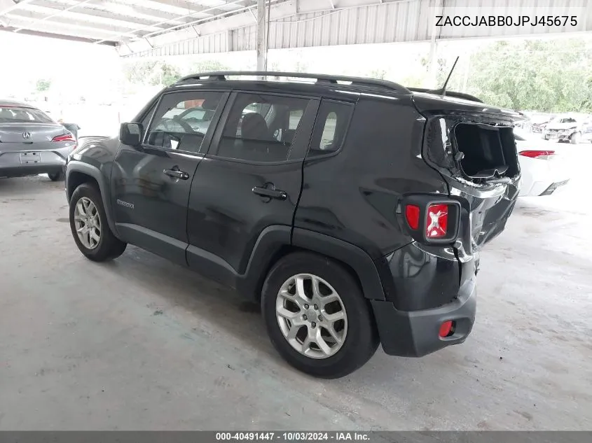 2018 Jeep Renegade Latitude Fwd VIN: ZACCJABB0JPJ45675 Lot: 40491447