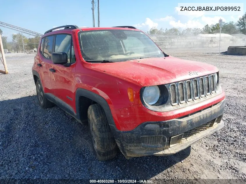 2018 Jeep Renegade Sport 4X4 VIN: ZACCJBABXJPG89952 Lot: 40503280