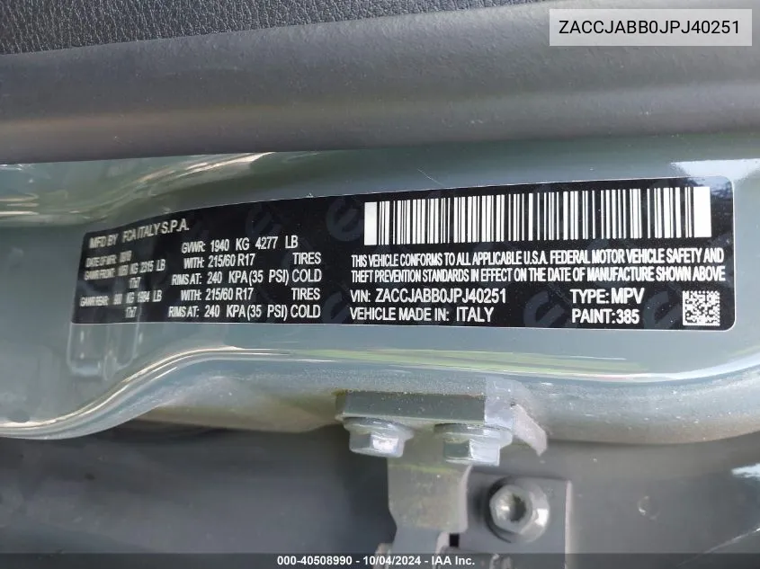 ZACCJABB0JPJ40251 2018 Jeep Renegade Latitude Fwd