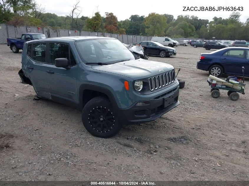 2018 Jeep Renegade Sport 4X4 VIN: ZACCJBAB6JPH63643 Lot: 40516844