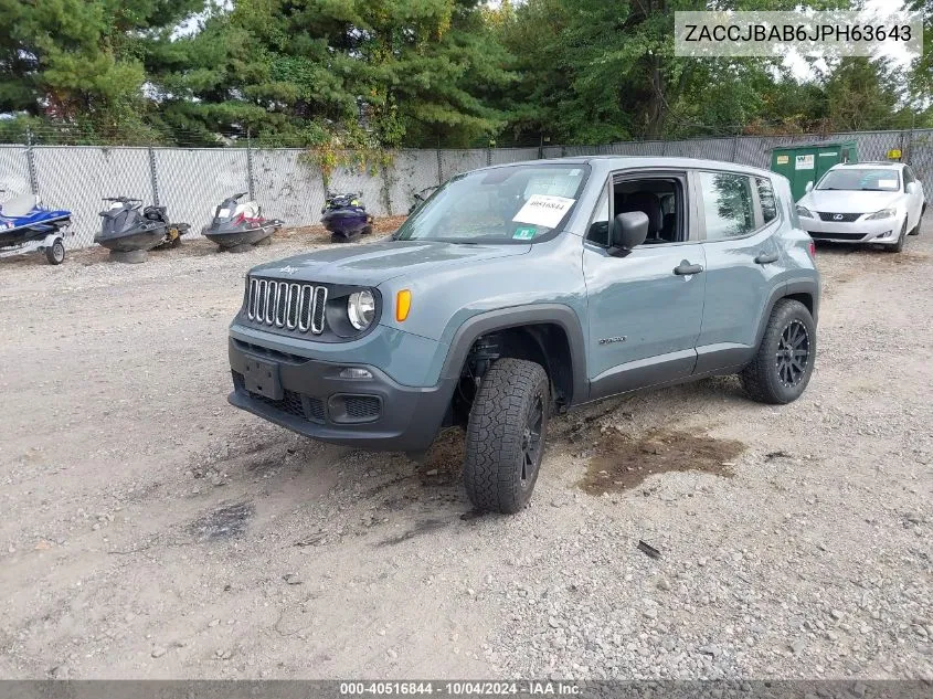 2018 Jeep Renegade Sport 4X4 VIN: ZACCJBAB6JPH63643 Lot: 40516844