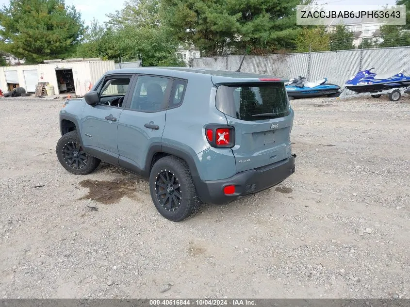 2018 Jeep Renegade Sport 4X4 VIN: ZACCJBAB6JPH63643 Lot: 40516844