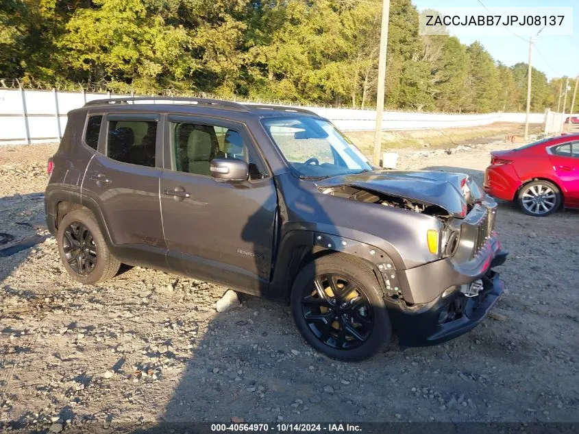 2018 Jeep Renegade Altitude Fwd VIN: ZACCJABB7JPJ08137 Lot: 40564970