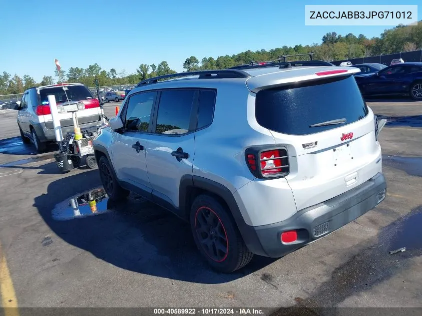 2018 Jeep Renegade Latitude Fwd VIN: ZACCJABB3JPG71012 Lot: 40589922