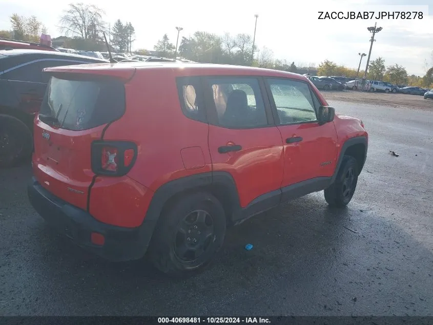 2018 Jeep Renegade Sport 4X4 VIN: ZACCJBAB7JPH78278 Lot: 40698481