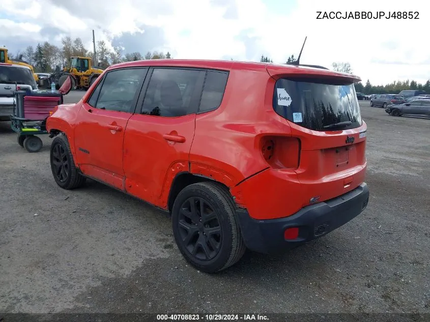 2018 Jeep Renegade Altitude Fwd VIN: ZACCJABB0JPJ48852 Lot: 40708823