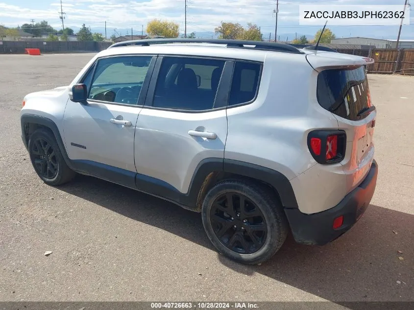 2018 Jeep Renegade Altitude Fwd VIN: ZACCJABB3JPH62362 Lot: 40726663