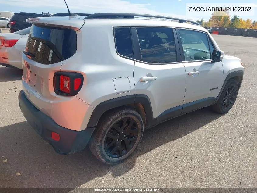 2018 Jeep Renegade Altitude Fwd VIN: ZACCJABB3JPH62362 Lot: 40726663