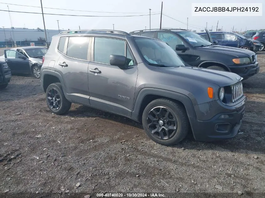 2018 Jeep Renegade Latitude 4X4 VIN: ZACCJBBB4JPH24192 Lot: 40740020