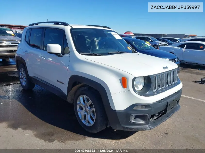 2018 Jeep Renegade Latitude Fwd VIN: ZACCJABB4JPJ59997 Lot: 40808698