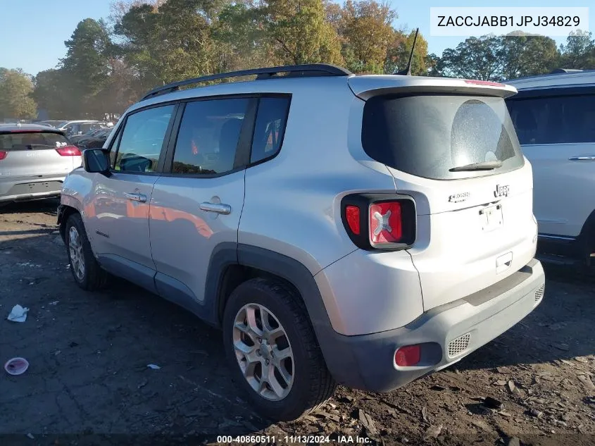 2018 Jeep Renegade Latitude Fwd VIN: ZACCJABB1JPJ34829 Lot: 40860511