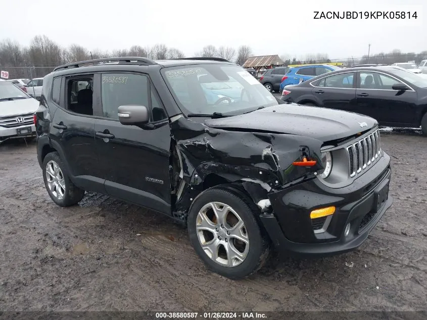 2019 Jeep Renegade Limited 4X4 VIN: ZACNJBD19KPK05814 Lot: 38580587