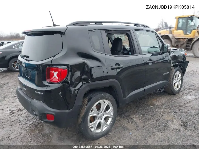 2019 Jeep Renegade Limited 4X4 VIN: ZACNJBD19KPK05814 Lot: 38580587