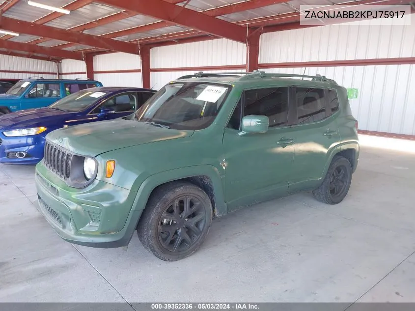 2019 Jeep Renegade Altitude Fwd VIN: ZACNJABB2KPJ75917 Lot: 39352336