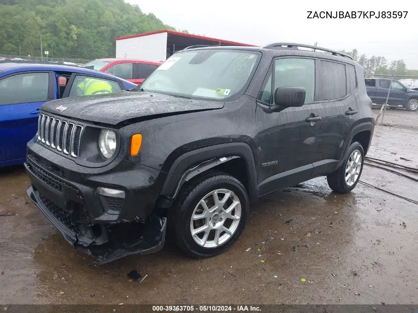 ZACNJBAB7KPJ83597 2019 Jeep Renegade Sport 4X4