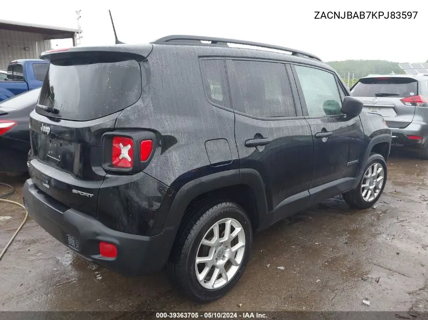 ZACNJBAB7KPJ83597 2019 Jeep Renegade Sport 4X4