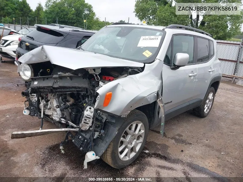 2019 Jeep Renegade Latitude 4X4 VIN: ZACNJBBB7KPK58619 Lot: 39538855