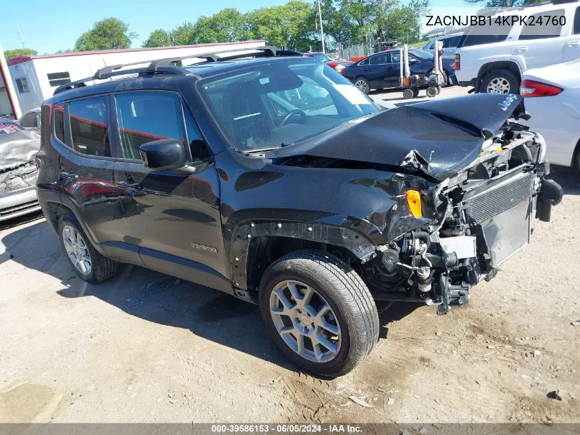 2019 Jeep Renegade Latitude 4X4 VIN: ZACNJBB14KPK24760 Lot: 39586153