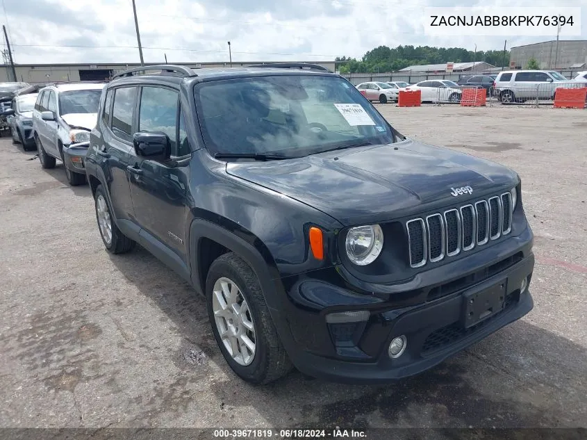 2019 Jeep Renegade Latitude Fwd VIN: ZACNJABB8KPK76394 Lot: 39671819