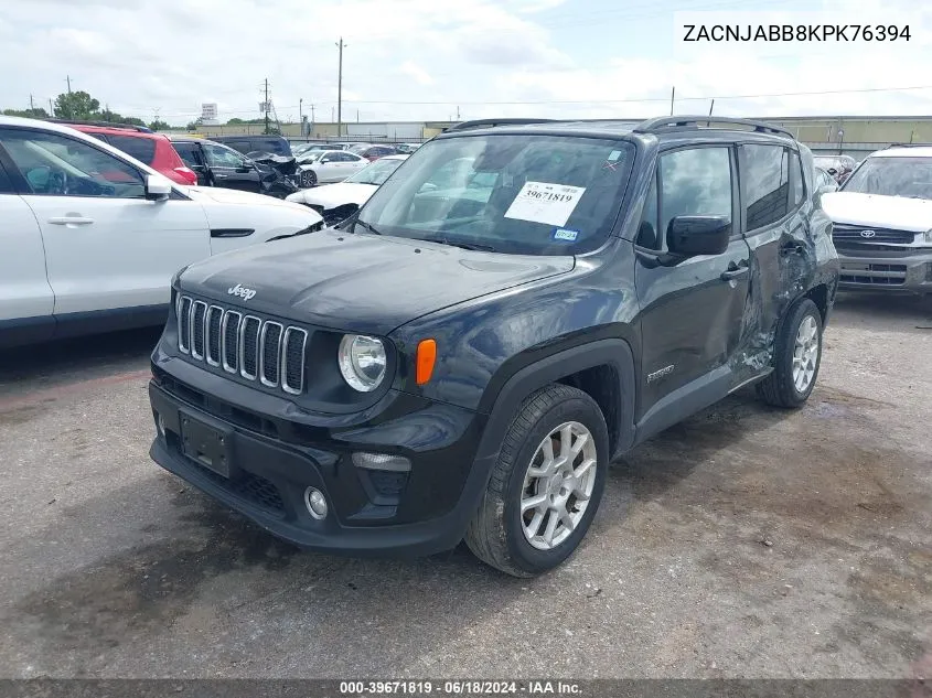 2019 Jeep Renegade Latitude Fwd VIN: ZACNJABB8KPK76394 Lot: 39671819