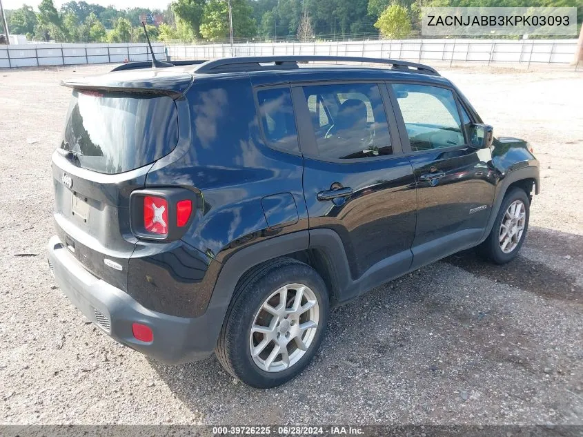 2019 Jeep Renegade Latitude Fwd VIN: ZACNJABB3KPK03093 Lot: 39726225