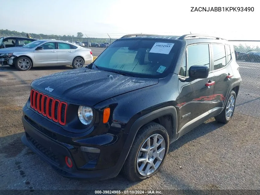 2019 Jeep Renegade Latitude Fwd VIN: ZACNJABB1KPK93490 Lot: 39824985