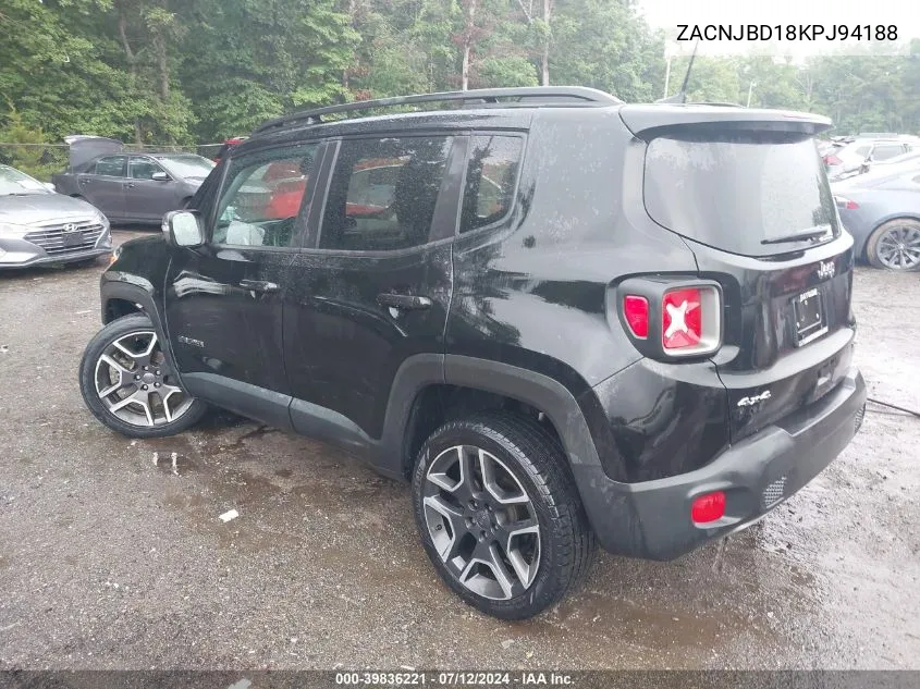 ZACNJBD18KPJ94188 2019 Jeep Renegade Limited 4X4