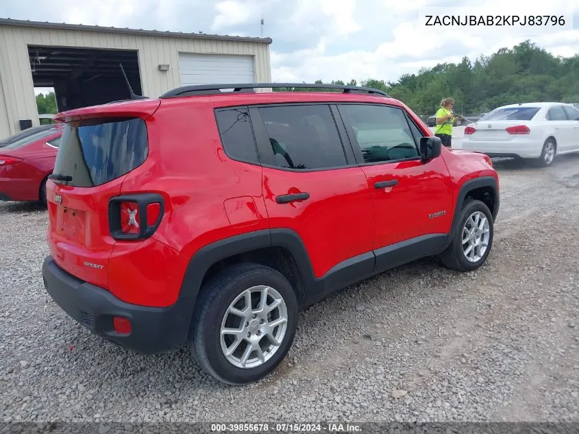 2019 Jeep Renegade Sport 4X4 VIN: ZACNJBAB2KPJ83796 Lot: 39855678