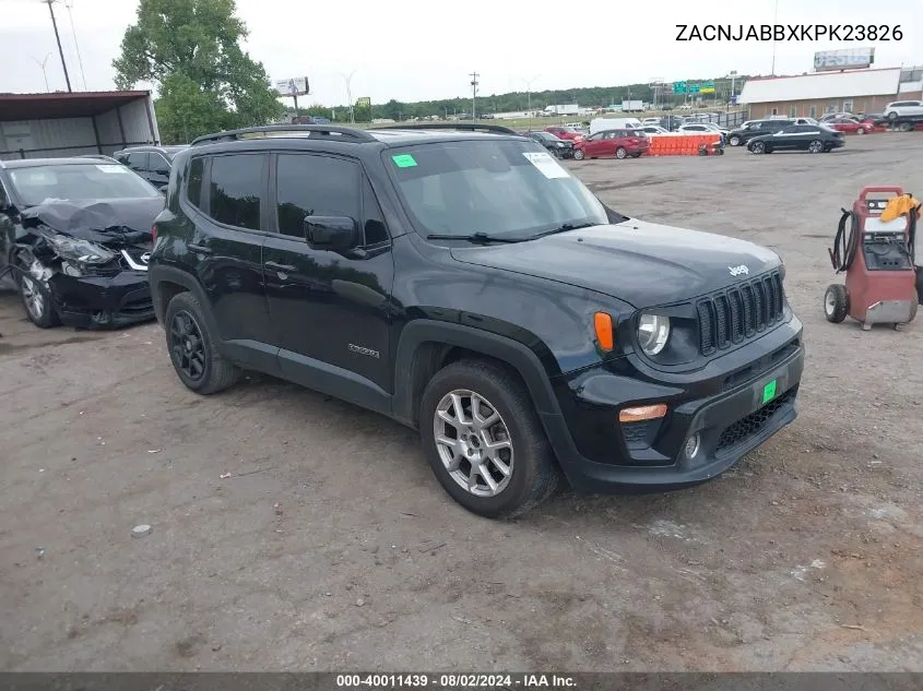 2019 Jeep Renegade Latitude Fwd VIN: ZACNJABBXKPK23826 Lot: 40011439