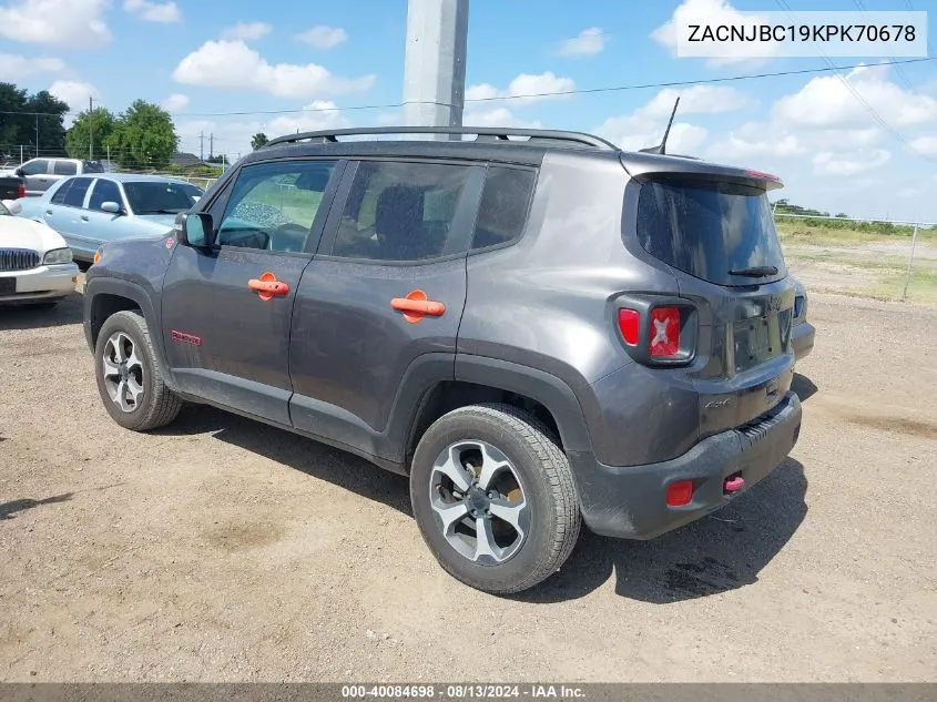 ZACNJBC19KPK70678 2019 Jeep Renegade Trailhawk 4X4