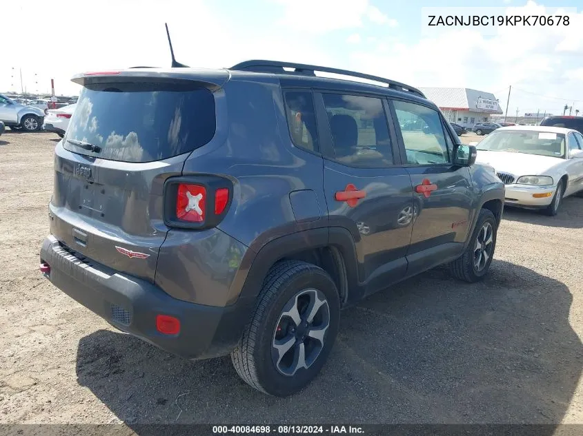 ZACNJBC19KPK70678 2019 Jeep Renegade Trailhawk 4X4