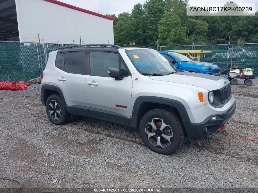 2019 Jeep Renegade Trailhawk VIN: ZACNJBC17KPK00239 Lot: 40142501