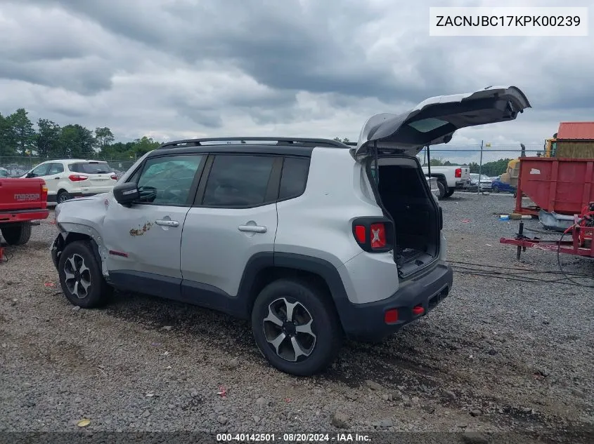 ZACNJBC17KPK00239 2019 Jeep Renegade Trailhawk