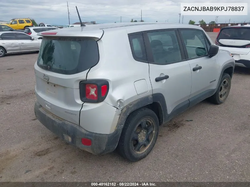 ZACNJBAB9KPJ78837 2019 Jeep Renegade Sport 4X4